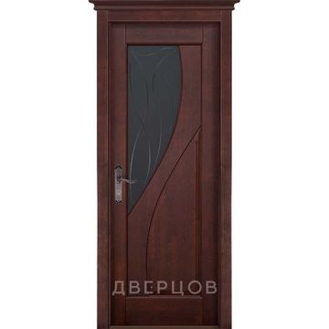 Межкомнатная дверь массив ольхи ОКА Даяна махагон остеклённая