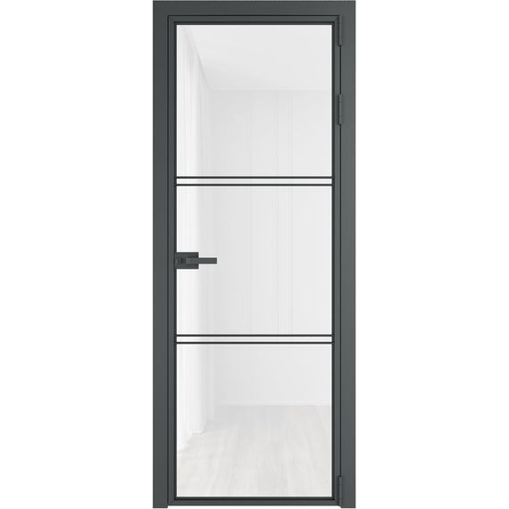 Алюминиевая межкомнатная дверь 3AХ серая ночь остеклённая