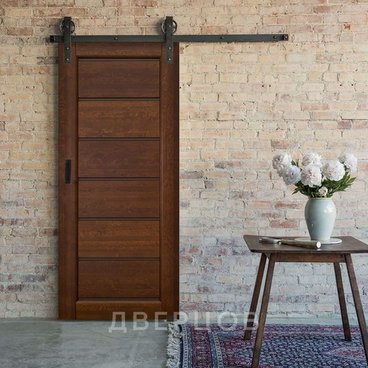 Амбарная дверь купе Лофт Премьер Плюс античный орех