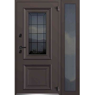 Входная двустворчатая дверь Исландия Термо AG 6004 RAL 8019 шоколад RAL 9016 белый R тип 2