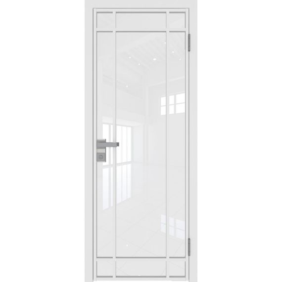 Межкомнатная алюминиевая дверь 5AG белая матовая RAL 9003 остеклённая