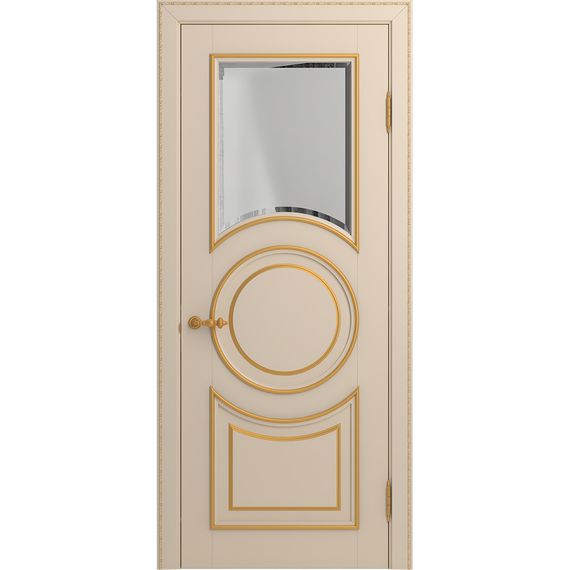 Межкомнатная дверь массив бука Viporte Лацио Амбиенте ваниль патина золото остекление 1