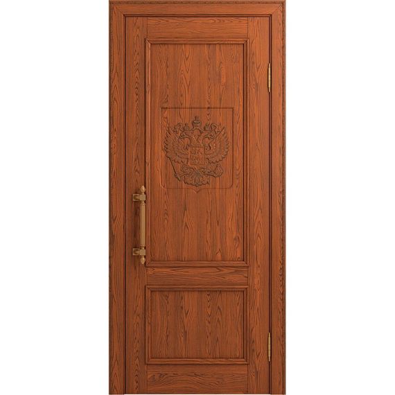 Межкомнатная дверь массив дуба Статус коньяк патина шоколад глухая