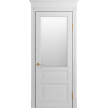 Межкомнатная дверь массив бука Viporte Бергамо белая эмаль остеклённая