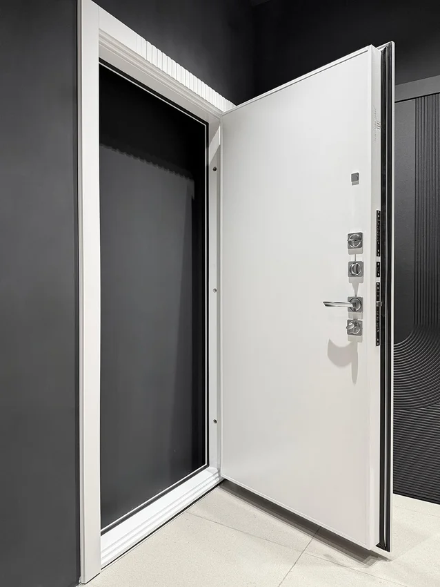 Входная дверь Президент Лайн ПВХ белый матовый панель ПВХ меламин белый