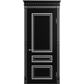 Межкомнатная дверь массив бука Viporte Рим нуар патина серебро глухая