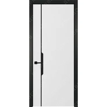 Межкомнатная белая дверь Графика 4 с чёрным наличником