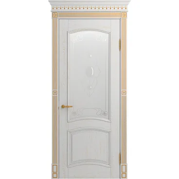 Межкомнатная дверь массив ясеня Viporte Бристоль Декор аворио патина золото остеклённая