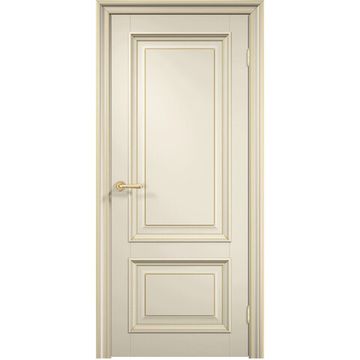 Межкомнатная дверь эмаль Дверцов Больцано 2 цвет жемчужно-белый RAL 1013 патина золото глухая