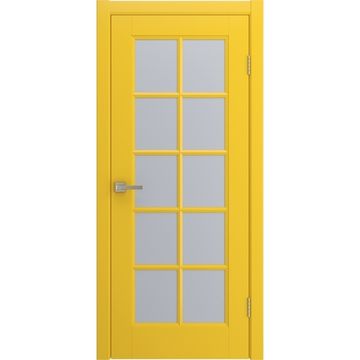 Межкомнатная дверь Аморе желтая эмаль RAL 1018 со стеклом
