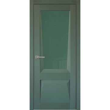 Межкомнатная дверь экошпон Perfecto 106 barhat green остеклённая