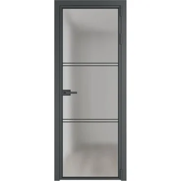 Алюминиевая межкомнатная дверь 3AХ серая ночь остеклённая