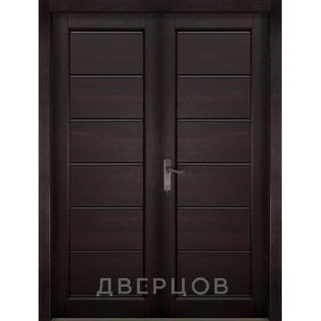 Межкомнатная распашная двустворчатая дверь массив ольхи ОКА Премьер плюс венге остекленная