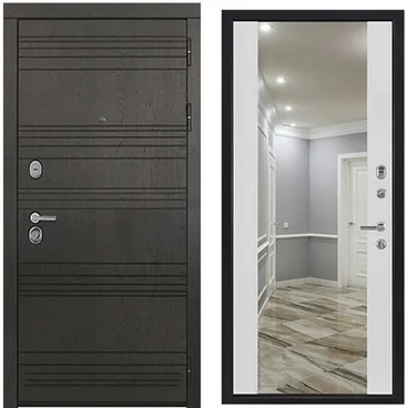 Входная дверь Министр ПВХ горький шоколад панель зеркало INFINITY