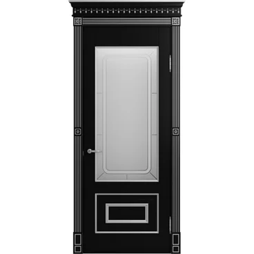 Межкомнатная дверь массив бука Viporte Неаполь нуар патина серебро остеклённая