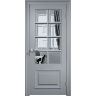 Межкомнатная дверь эмаль Дверцов Брессо 5 RAL 7047 остеклённая