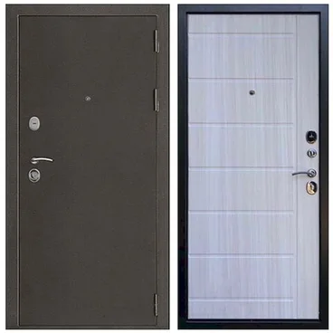 Входная дверь Галеон 2 антик тёмное серебро панель ПВХ сандал светлый