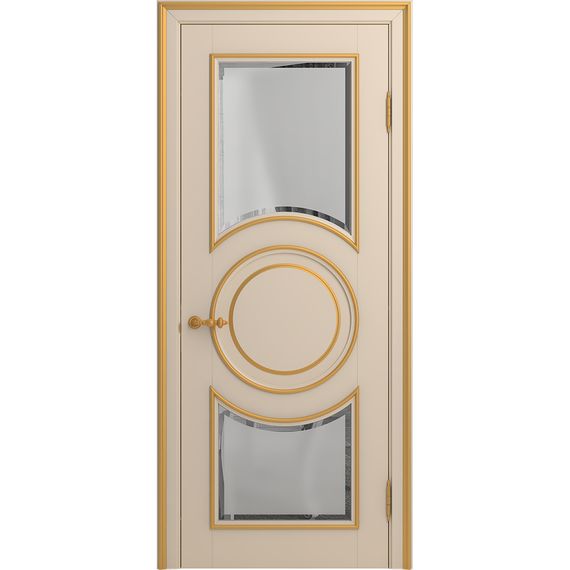 Межкомнатная дверь массив бука Viporte Лацио Амбиенте ваниль патина золото остекление 5