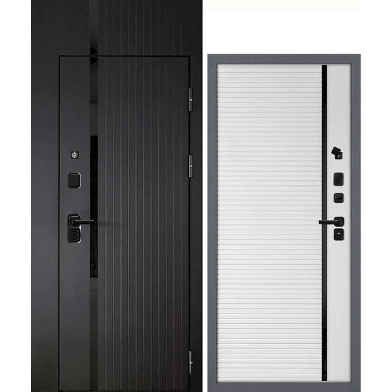 Входная дверь с фальшфрамугой Сити-1Ф панель фрезерованная PR-173 белая