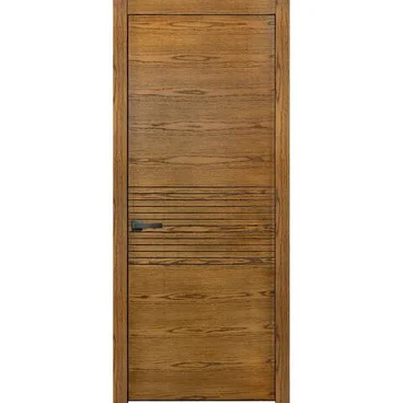 Межкомнатная дверь массив дуба шпон ясеня Флэт-2 дуб рустикальный глухая