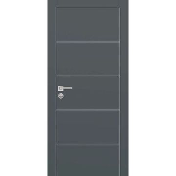 Межкомнатная дверь экошпон Profilo Porte PX-12 графит с алюминиевой кромкой с 4-х сторон