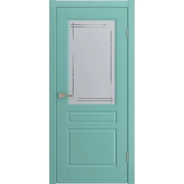 Межкомнатная дверь Бриз бирюзовая эмаль RAL 6027 со стеклом