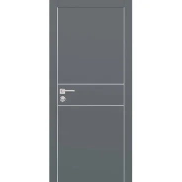 Межкомнатная дверь экошпон PX-15 графит с AL кромкой и молдингом