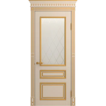 Межкомнатная дверь массив бука Viporte Рим ваниль патина золото остеклённая