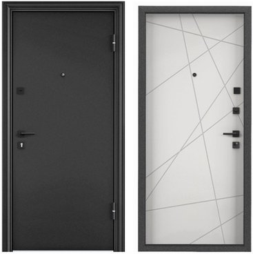 Входная cтальная дверь Delta PRO MP темно-серый букле графит D6-26 ПВХ бьянко