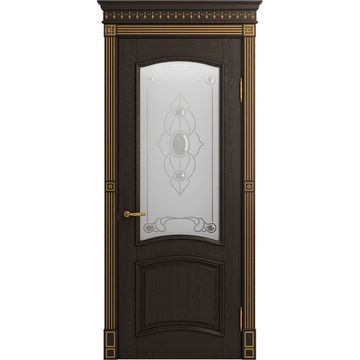 Межкомнатная дверь массив ясеня Viporte Бристоль Декор шоколад остеклённая