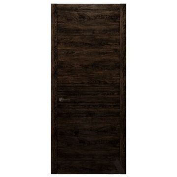 Межкомнатная дверь массив дуба Alvero Флэт-II орех чëрный глухая