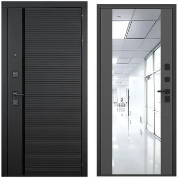 Входная дверь Пиано чёрный кварц панель зеркало Maxi