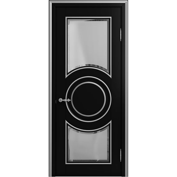 Межкомнатная дверь массив бука Viporte Лацио Амбиенте нуар патина серебро остекление 5