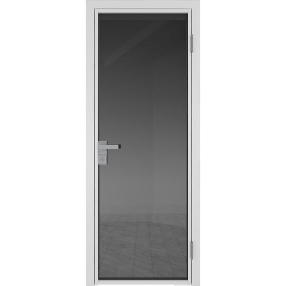 Межкомнатная алюминиевая дверь 1AG белая матовая RAL 9003 остеклённая