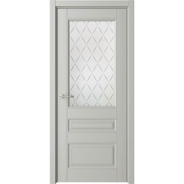 Межкомнатная дверь эмаль Классика 3 серая остеклённая