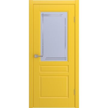 Межкомнатная дверь Бриз желтая эмаль RAL 1018 со стеклом
