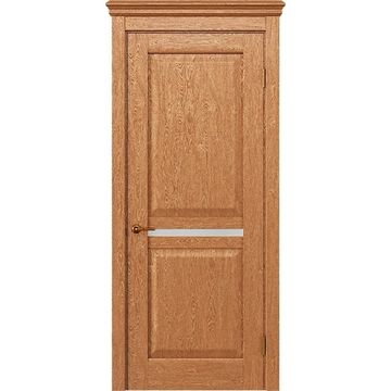 Межкомнатная дверь массив дуба селект Alvero Афина орех золотой глухая с узкой стеклянной вставкой