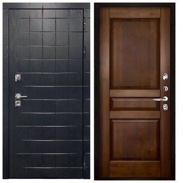Входная дверь Сенатор Плюс ПВХ альберо Black панель Массив валенсия античный орех