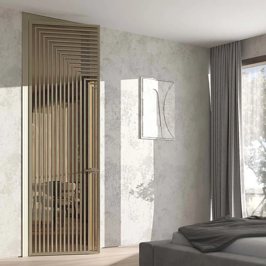 Межкомнатная алюминиевая дверь Loft-S 18 стекло прозрачное бесцветное