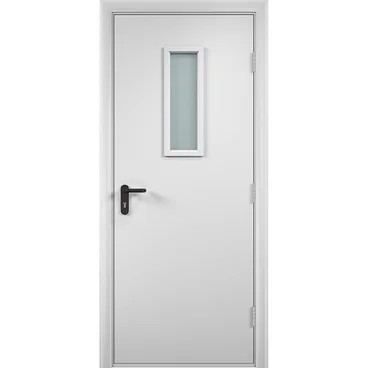 Дверь противопожарная деревянная ПВХ EI60 белая со стеклом
