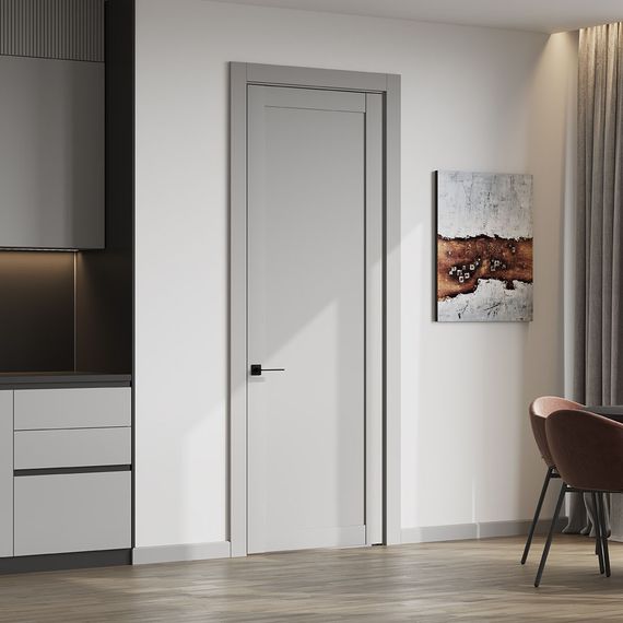 Фото межкомнатной двери керамик FL 4 шеллак серый глухая в интерьере