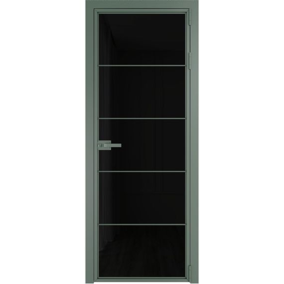 Алюминиевая межкомнатная дверь 5AX зелёный воск остеклённая