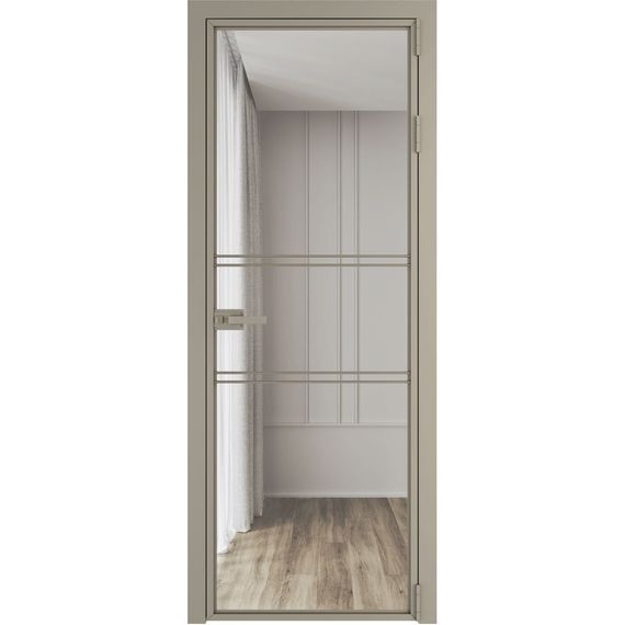 Алюминиевая межкомнатная дверь 2AХ никель матовый остеклённая