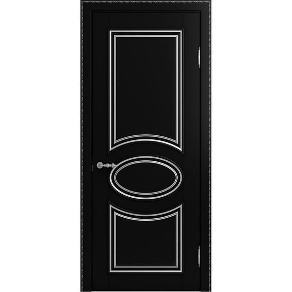 Межкомнатная дверь массив бука Viporte Лацио нуар патина серебро глухая