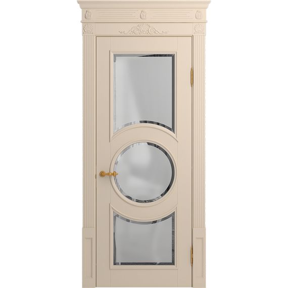 Межкомнатная дверь массив бука Viporte Лацио Амбиенте ваниль остекление 3