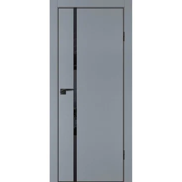 Межкомнатная серая дверь ПЭТ P-22 кромка ABS черная со стеклом