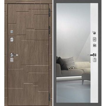 Входная дверь Домино дымчатая луна панель зеркало оптима макси