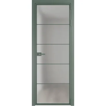 Алюминиевая межкомнатная дверь 5AX зелёный воск остеклённая