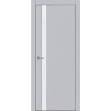 Межкомнатная дверь экошпон Uberture Tamburat 4104 манхеттен кромка алюминиевая матовая стекло белая лакобель