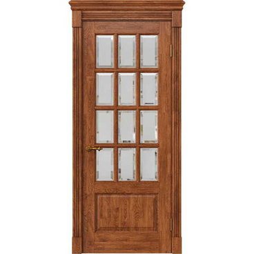 Межкомнатная дверь массив дуба Alvero Анна орех остеклённая